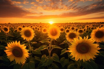 Fototapeta premium Sunflower field landscape outdoors nature.