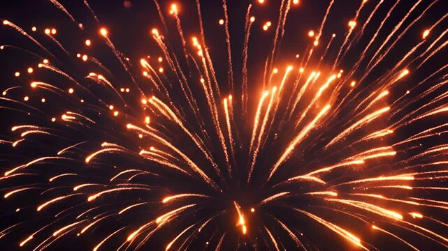 Majestic Golden Fireworks Celebration - Slow Motion - Made with Generative AI