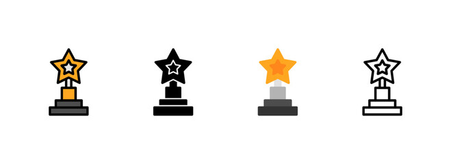 Set of Trophy representing achievement Icon