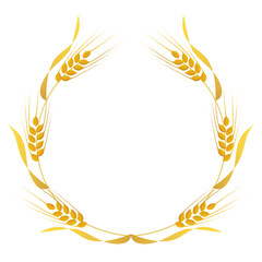 Circular decorative border frame with golden ears of barley