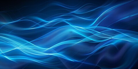 Fototapeta premium Abstract background with a grid and abstract waves in blue hues, glowing lines, dynamic style.