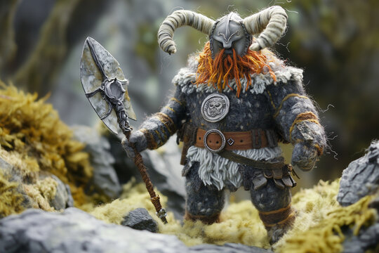 dwarf warrior soldier with axe full armor fantasy