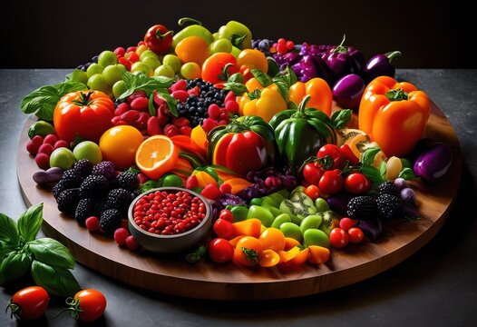 colorful lively food presentations featuring fresh ingredients stunning visual appeal, appetizing, arrangement, balance, bright, chef, specialties