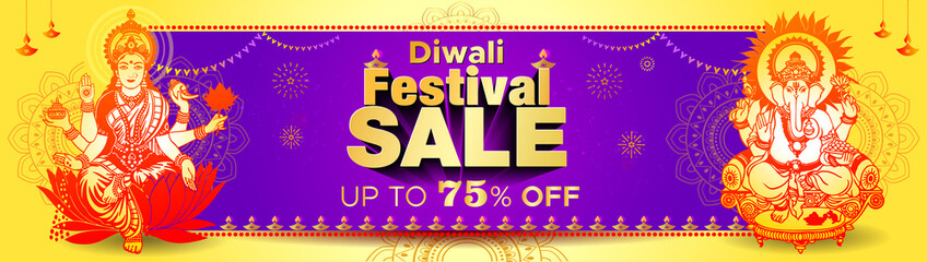 Diwali festival sale, offer and discount Web banner design.