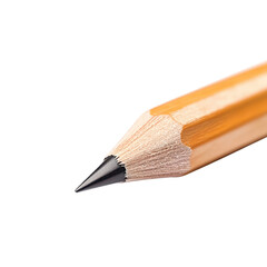 Close-up of a sharpened pencil tip, highlighting its wooden texture and fine graphite point, perfect for art and writing needs.