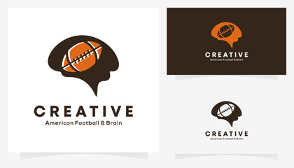 American Football and Brain Logic logo design ideas. Creative vector illustration based icon template.
