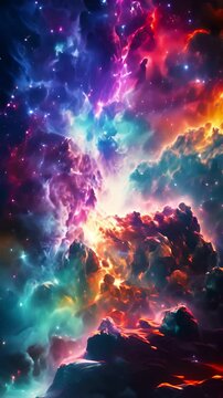 Mystical Nebula with Fiery and Cool Tones - Slow Motion - Made with Generative AI