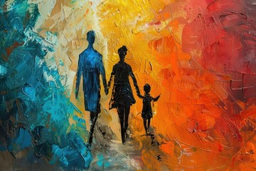 Family life painting art person.