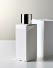 White bottle with silver cap