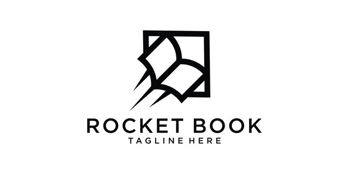 logo design rocket book,combination of rocket and book,up,growth,invest,logo design vector,symbol,idea,creative.