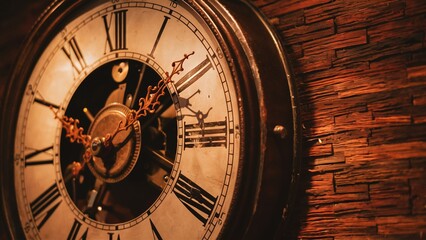 Obraz premium Vintage Wall Clock in Warm Light and Charming Details
