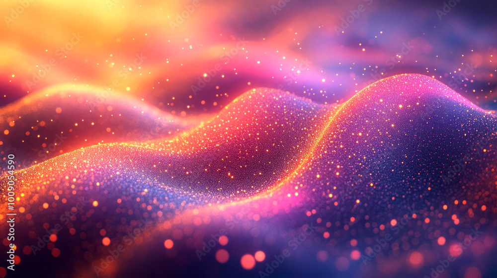 Poster a dynamic wave of colorful bokeh lights, softly transitioning across a pastel gradient background,