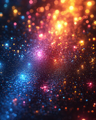 Fototapeta premium Glowing bokeh lights in rich colors, scattered on a seamless gradient surface, isolated on a soft background,