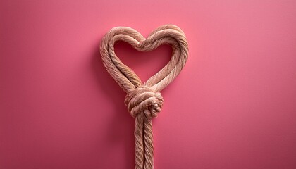 "A Heart-Shaped Knot: Love Intertwined on a Pink Canvas
