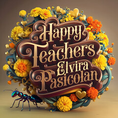 a poster for happy teachers day with flowers and a quote from the teacher of the teacher.