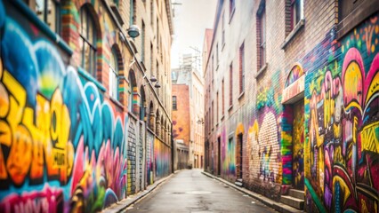Fototapeta premium Urban Graffiti Alley with Colorful Murals, Street Art, and Spray Cans