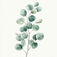 A beautiful watercolor illustration of eucalyptus leaves on a light background, perfect for home decor and nature-themed designs.