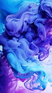 Abstract Ink Flow in Vibrant Blue and Violet Tones - Made with Generative AI