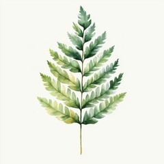 A beautifully painted fern leaf showcasing lush green hues and delicate details, perfect for nature-themed designs.
