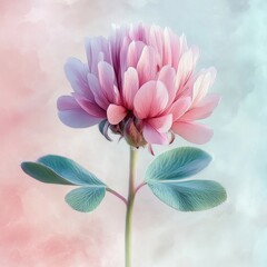 A serene pastel bloom showcasing delicate petals and vibrant green leaves, perfect for nature-inspired designs and projects.