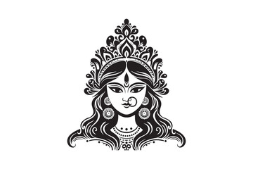 Maa Durga silhouette vector, Durga silhouette vector	