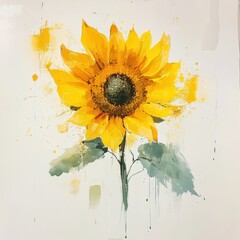 A vibrant sunflower painting showcasing bright yellow petals and a detailed center, perfect for adding warmth to any space.