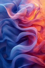 Fototapeta premium A fluid composition of flowing blue and red shapes, merging in abstract harmony, isolated on a gradient surface,