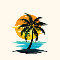 Obraz premium Palm Tree set of black color Silhouette with White Background