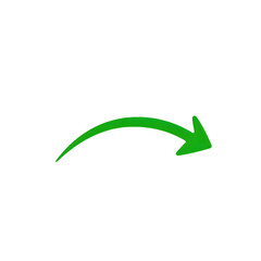 Curved green arrow pointing downward and to the right, isolated on transparent background, Generative AI