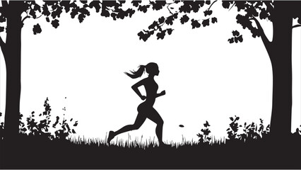 lady running silhouette vector illustration