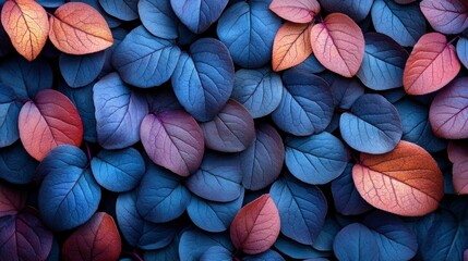 Abstract Blue and Red Leaf Pattern