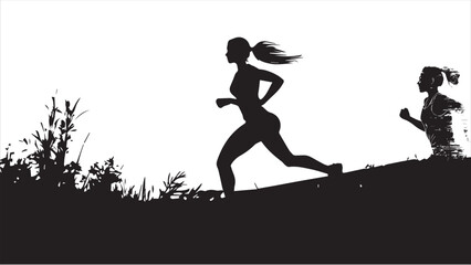 lady running silhouette vector illustration