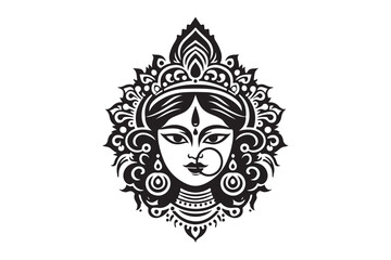 Maa Durga silhouette vector, Durga silhouette vector	