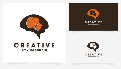 Boxing and Brain Logic logo design ideas. Creative vector illustration based icon template.