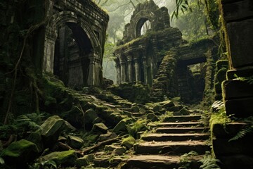 Naklejka premium Jungle vegetation rainforest outdoors.
