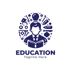Education and Graduation Logo Design, decoration suitable for campus, university, school and graduation, Loop and Book Education logo designs symbol