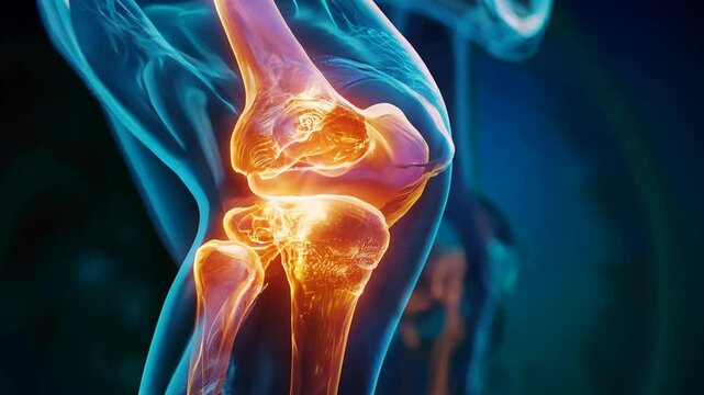 Knee awareness: visualization of discomfort in patellar joint illustrates impact of pain on daily activities, emphasizing need for preventive measures, therapies to promote joint health and recovery.