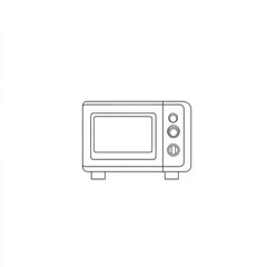 A simple line drawing of a microwave oven, illustrating its basic features and design.