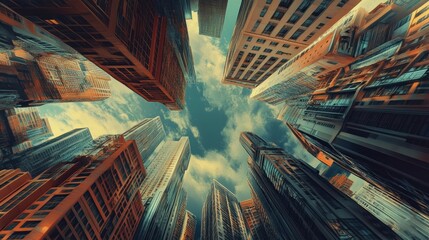 A Low Angle View of Tall Buildings Reaching for the Sky