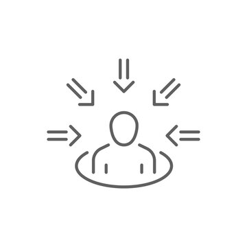 Customer centricity icon. Simple outline style. Centric consumer, client first approach, person, central, people, human focus concept. Thin line symbol. Vector illustration isolated. Editable stroke.