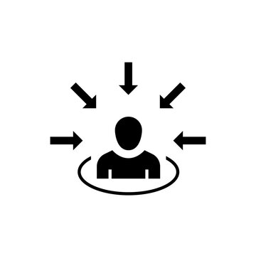 Customer centricity icon. Simple solid style. Centric consumer, client first approach, person, central, people, human focus concept. Black silhouette, glyph symbol. Vector illustration isolated.