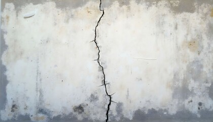 Obraz premium A cracked and weathered concrete wall showcasing visible textures and imperfections, creating a rustic and industrial aesthetic. 
