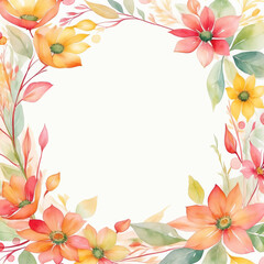 Obraz premium Autumn flower foliage watercolor illustration background