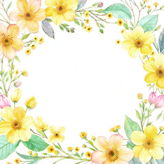 Obraz premium Watercolor peony flower spring background illustration