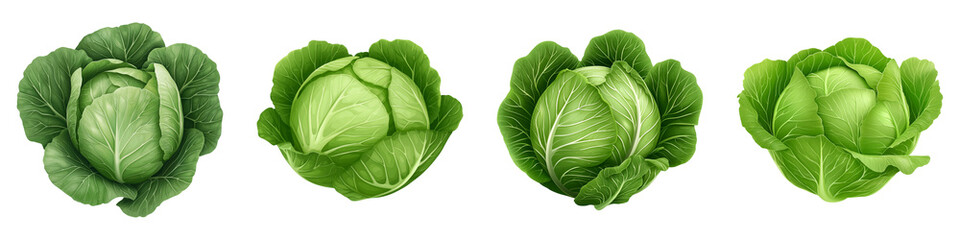 Obraz premium Fresh green cabbages arranged in a row against a dark background, showcasing their vibrant color and natural texture.