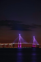 Title: Incheon Bridge Illuminated with Purple Lights