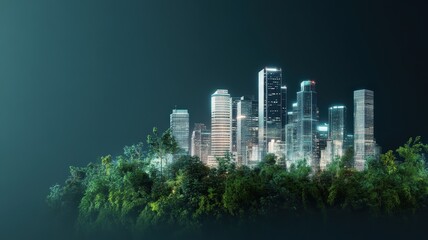 Obraz premium Futuristic City Skyline with Sustainable Design Elements