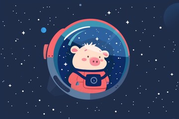 Fototapeta premium Piglet astronaut in space galaxy
