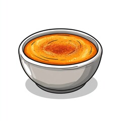 A bowl of creamy orange soup with a sprinkle of seasoning on top.