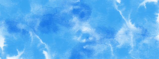 Blue watercolor abstract background, wallpaper, design element. Colorful hand painted texture, wash. Abstract clouds, sea, water drops texture. 